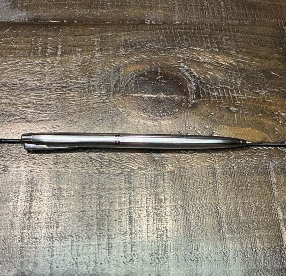 Vintage Sheaffer Targa Brushed Chrome Ballpoint Pen with White Dot